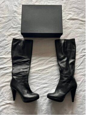 Pied A Terre Black Leather Knee High Boots Platform Stiletto EU 40 US 9